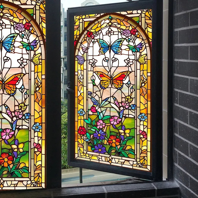 dekorativer Kunstrahmen, mattiertes PVC Design mit Pflanzen-Blumenmuster, Farbe: transparent, Grösse: 30x80cm