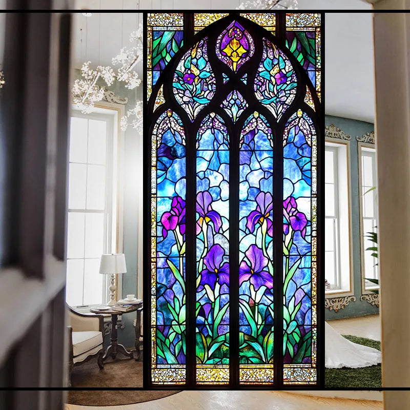 Europäischer Fensterglasfilm mit Pflanzenmuster, PVC, 30x80cm, in Mattiertem Design