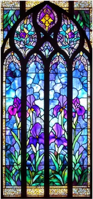 europäischer Kunstrahmen mit transparentem Pflanzen-Blumenmuster aus PVC, Grösse: 30x80 cm