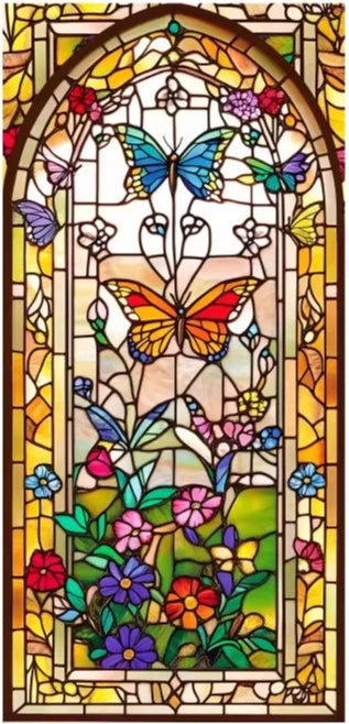 Europäischer dekorativer Fensterglasfilm aus PVC mit Pflanzen-Blumenmuster, transparent, Grösse 30x80 cm