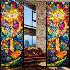 Europäischer PVC Fensterfolie transparent mit Pflanzen- und Blumenmuster, 30x80 cm