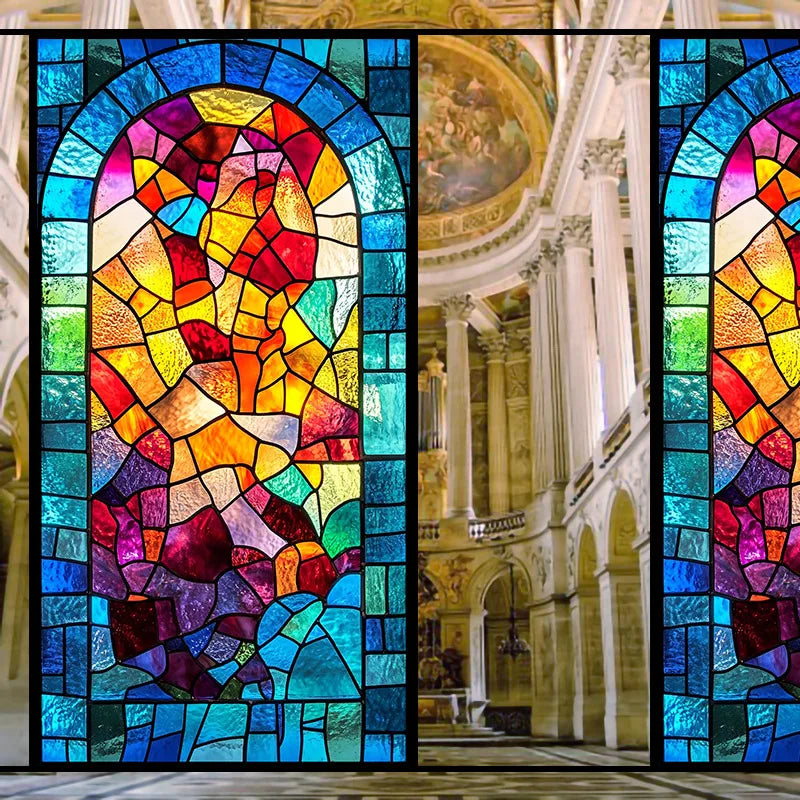 Mattierter Kunstglasfilm im europäischen Stil, Pflanzen-Blumenmuster, Farbe MR-CH297-C, Grösse 30x80cm