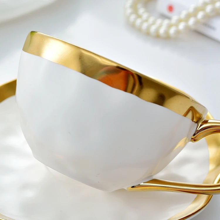 Europäisches Gold-Keramik-Kaffeeset – Elegantes Design 200ml