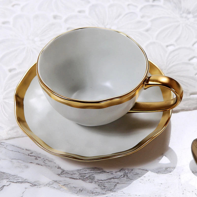 Europäisches Gold-Keramik-Kaffeeset – Elegantes Design 200ml