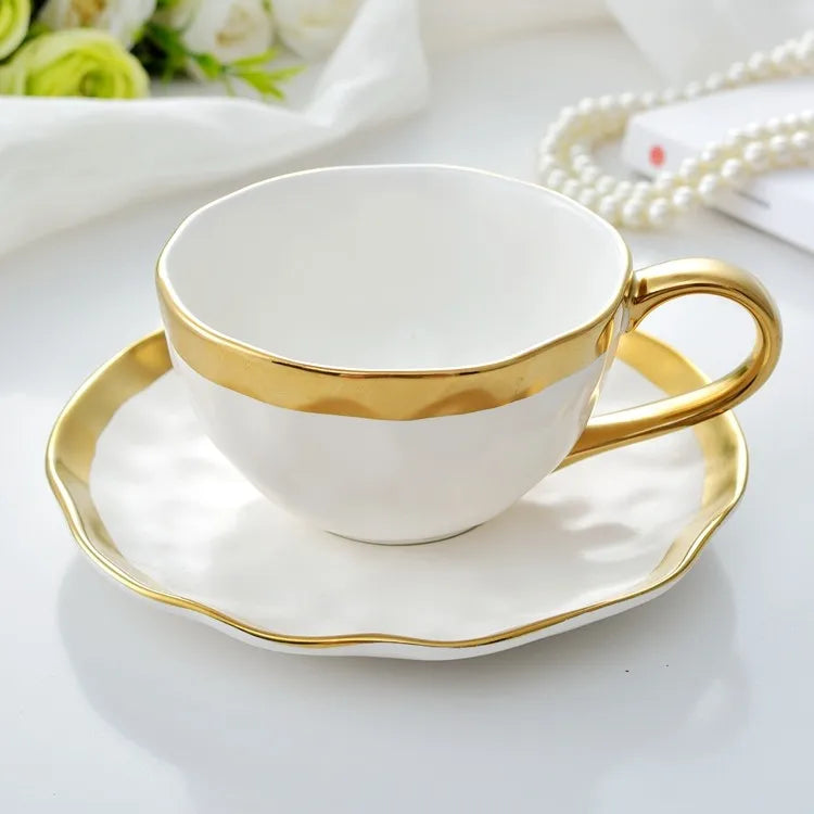 Europäisches Gold-Keramik-Kaffeeset – Elegantes Design 200ml