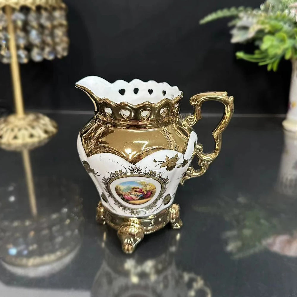 Europäisches Teeservice – Goldplattiertes Porzellan – Luxusdesign