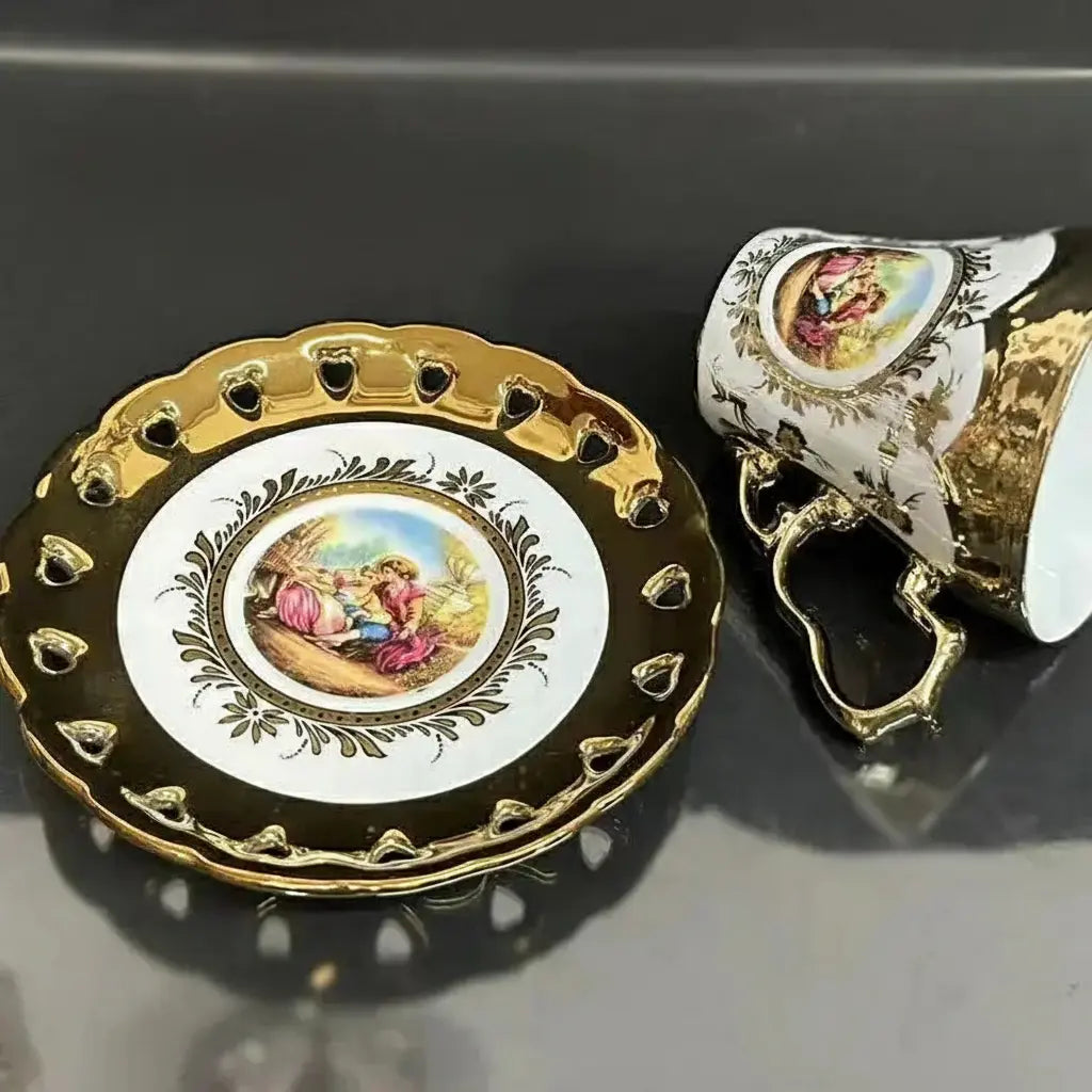 Europäisches Teeservice – Goldplattiertes Porzellan – Luxusdesign