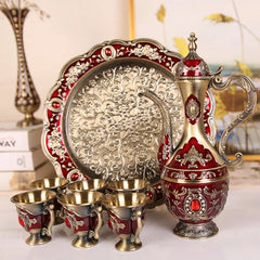 Europäisches Weinset – Vintage-Legierungsdesign – Wohnzimmer