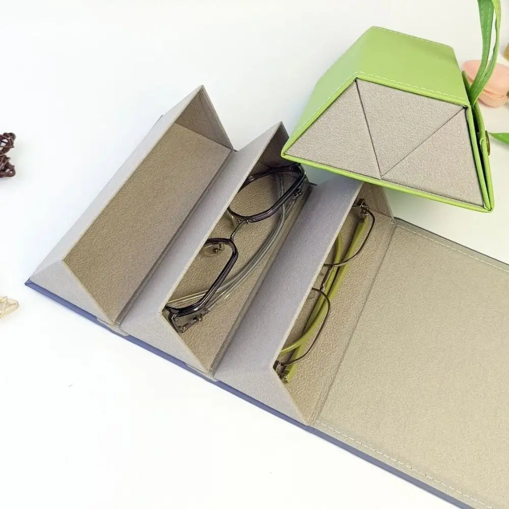 Faltbarer Brillenorganizer – PU Leder – Multi-Steckplätze