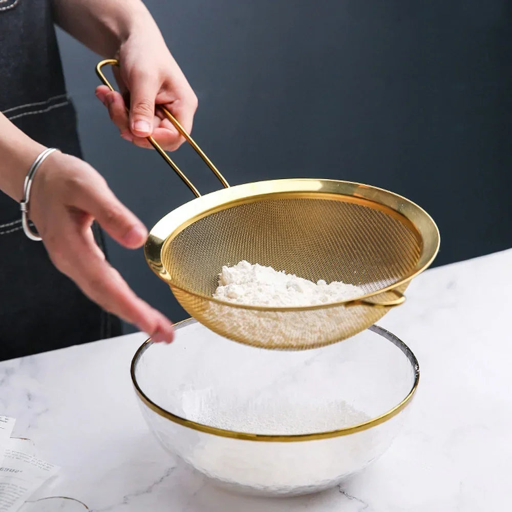 Feines Sieb - Edelstahl Design - Gold