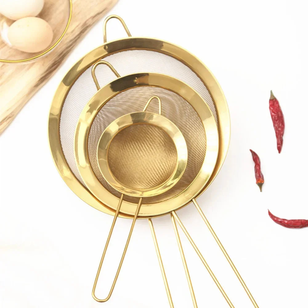 Feines Sieb - Edelstahl Design - Gold