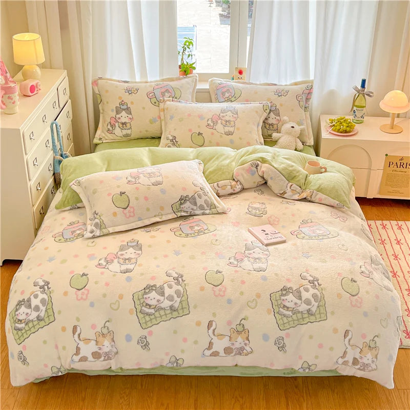 bunter Flanell-Bettbezug aus Polyester im modernen Stil, Grösse: Queen 200x230cm für Zuhause oder Hotel