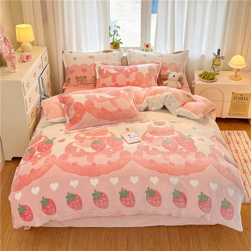 Bunter Flanell-Bettbezug aus Polyester im modernen Stil, Grösse Queen 200x230cm