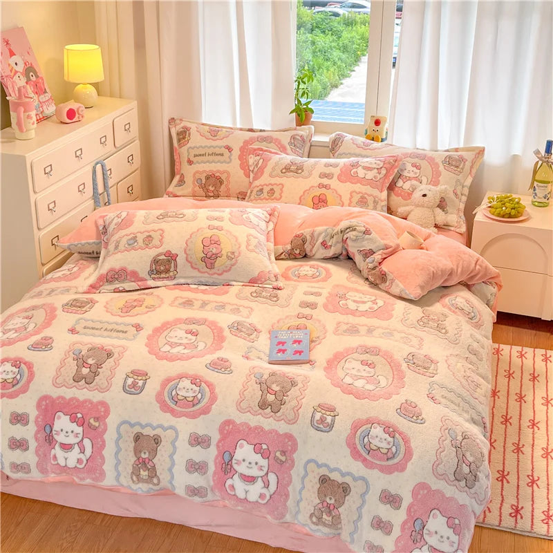 flanell-bettbezug moderne cartoon-druck king size grau einfarbig polyester modern 220x240cm