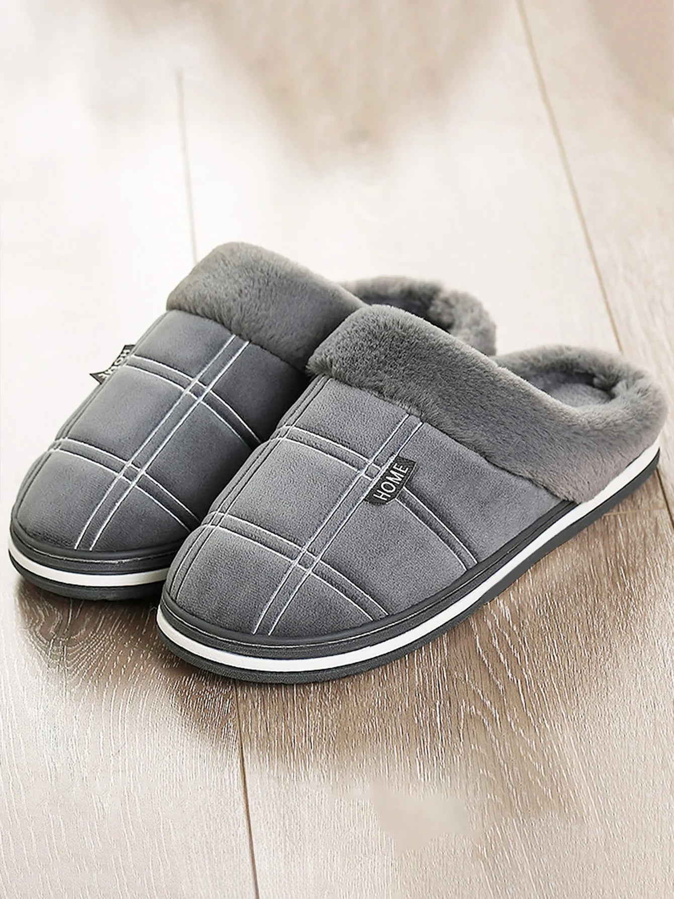 Flanell-Hausschuhe Herren – Britischer Stil, Memory Foam