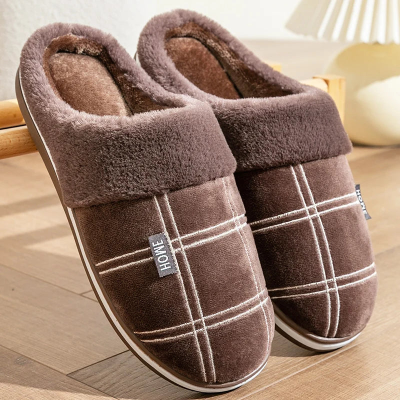 Flanell-Hausschuhe Herren – Britischer Stil, Memory Foam