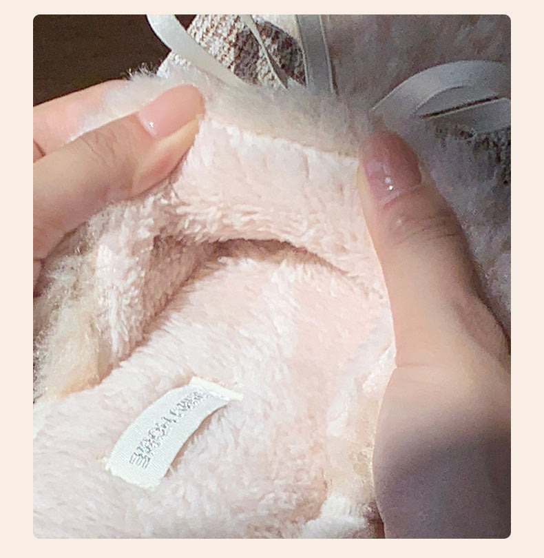 Flauschige Hausschuhe – Baumwolle Schleife – Indoor Winter