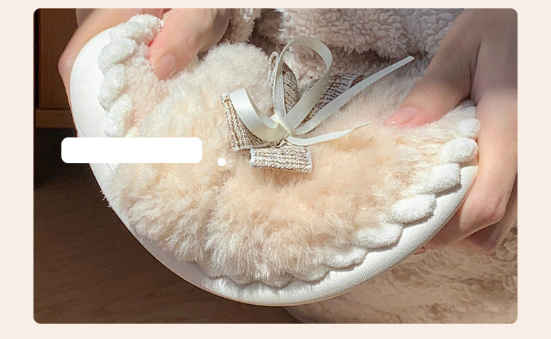 Flauschige Hausschuhe – Baumwolle Schleife – Indoor Winter