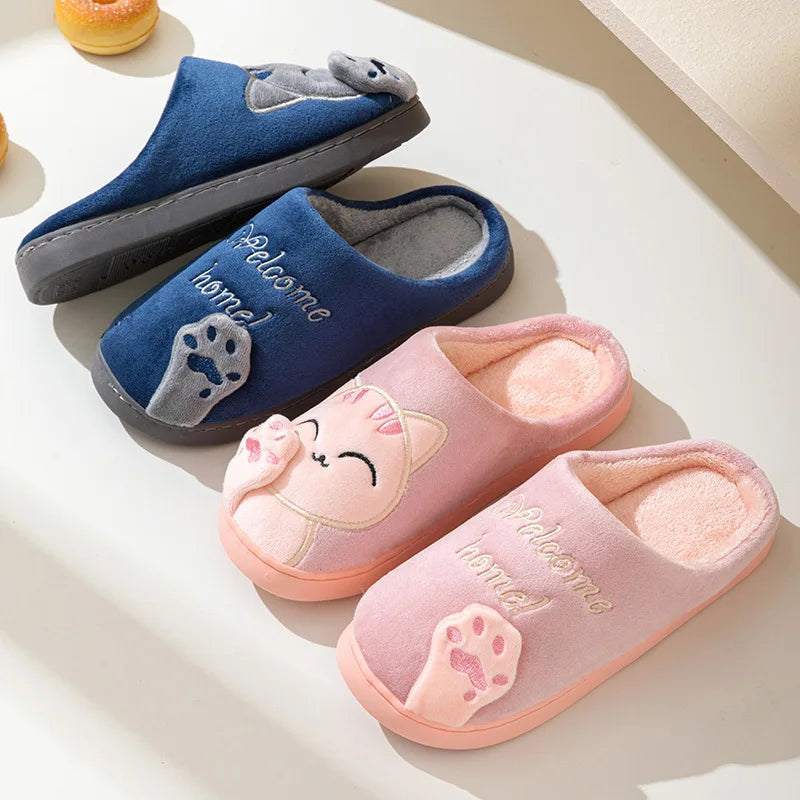 Flauschige Hausschuhe mit Cartoon-Fell, Farbe: Hellrosa-Katze, Schuhgrösse: 38-39