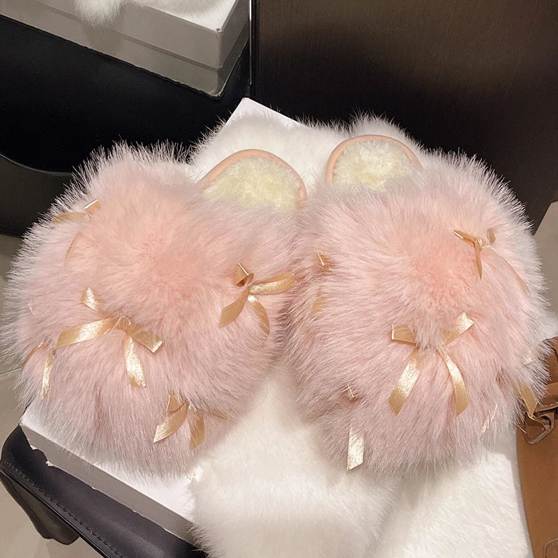 Flauschige Pelzhausschuhe – Komfort Zuhause