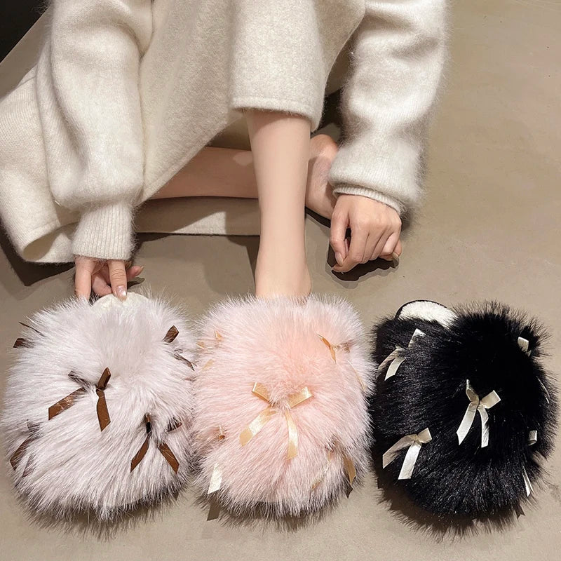 Flauschige Pelzhausschuhe – Komfort Zuhause