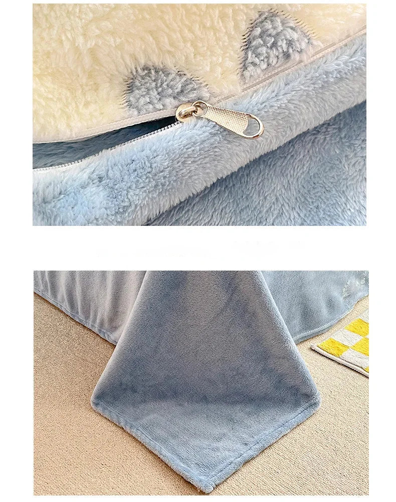 Mehrfarbiges Fleece Bettwäsche-Set aus Flanell und Korallenfleece, 200x230 cm