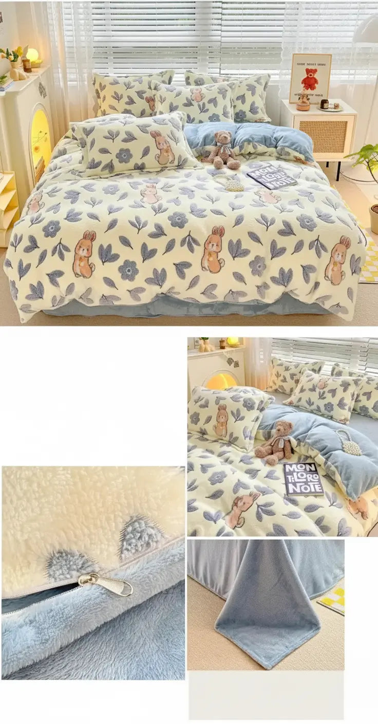 Winter Fleece Bettwäsche-Set in mehreren Farben, Grösse 200x230 cm aus Flanell und Korallenfleece