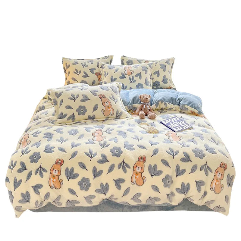 Mehrfarbiges Fleece Bettwäsche-Set aus Flanell in Grösse 200x230 cm