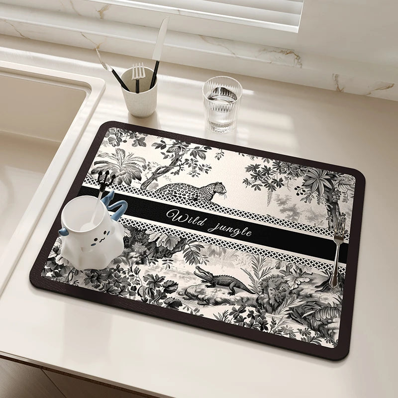 florale Abtropfmatte aus Diatomeen-Schlamm, Grösse: 50x60cm, Farbe: Mehrfarbig