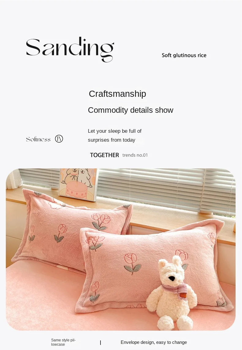 Moderner Floral Milk Fleece Bettbezug aus Polyester, Farbe: mehrfarbig, Grösse: 220x240 cm