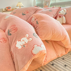 Floral Milk Fleece Bettbezug aus Polyester, modern und mehrfarbig, Grösse 220x240 cm