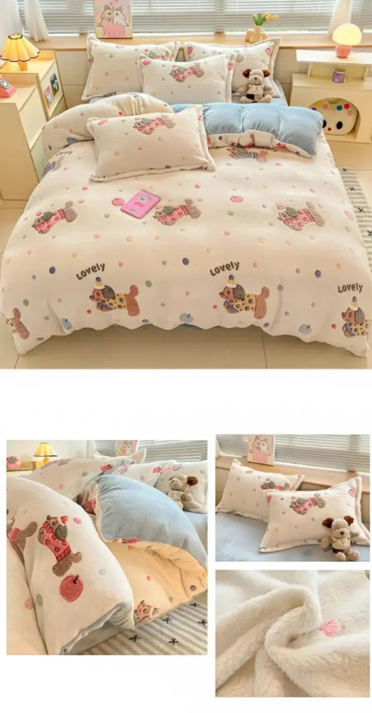 Modern floral Milk Fleece Bettbezug in mehrfarbigem Polyester 220x240cm