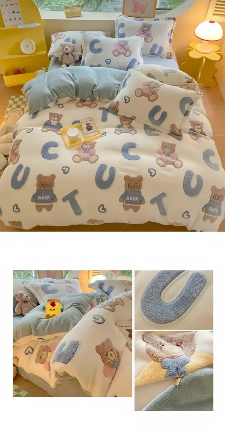 Floral Milk Fleece Bettbezug aus 100% Polyester in moderne Muster 220x240 cm