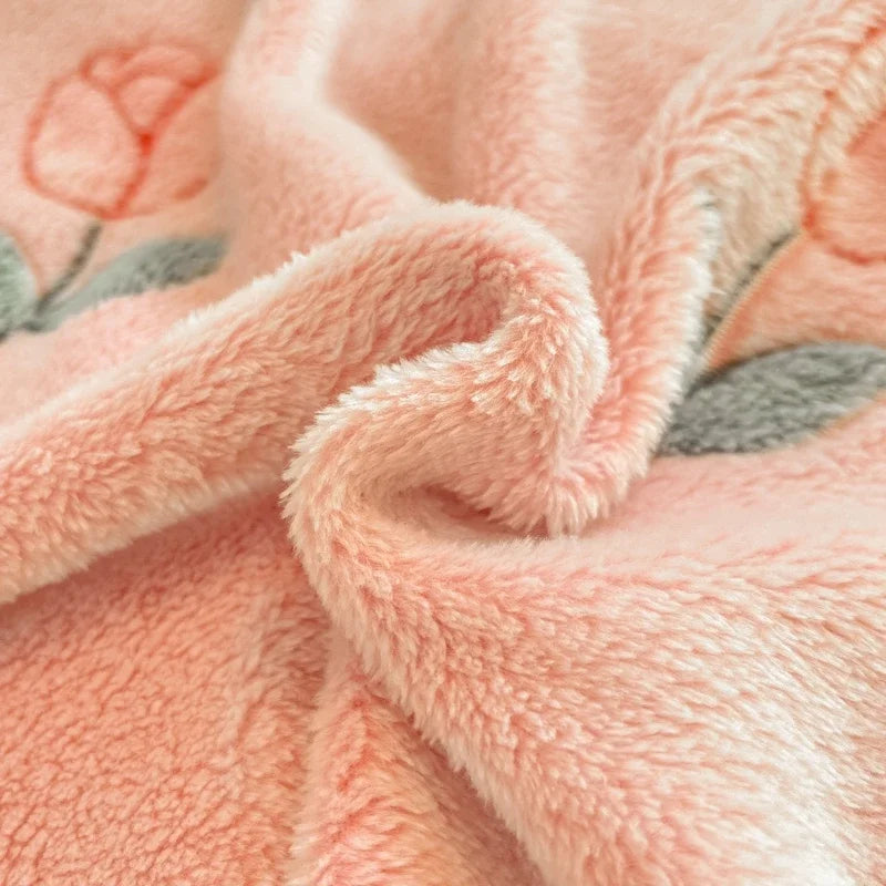 Moderner Floral Milk Fleece Bettbezug aus Polyester, mehrfarbig, Grösse 220x240 cm