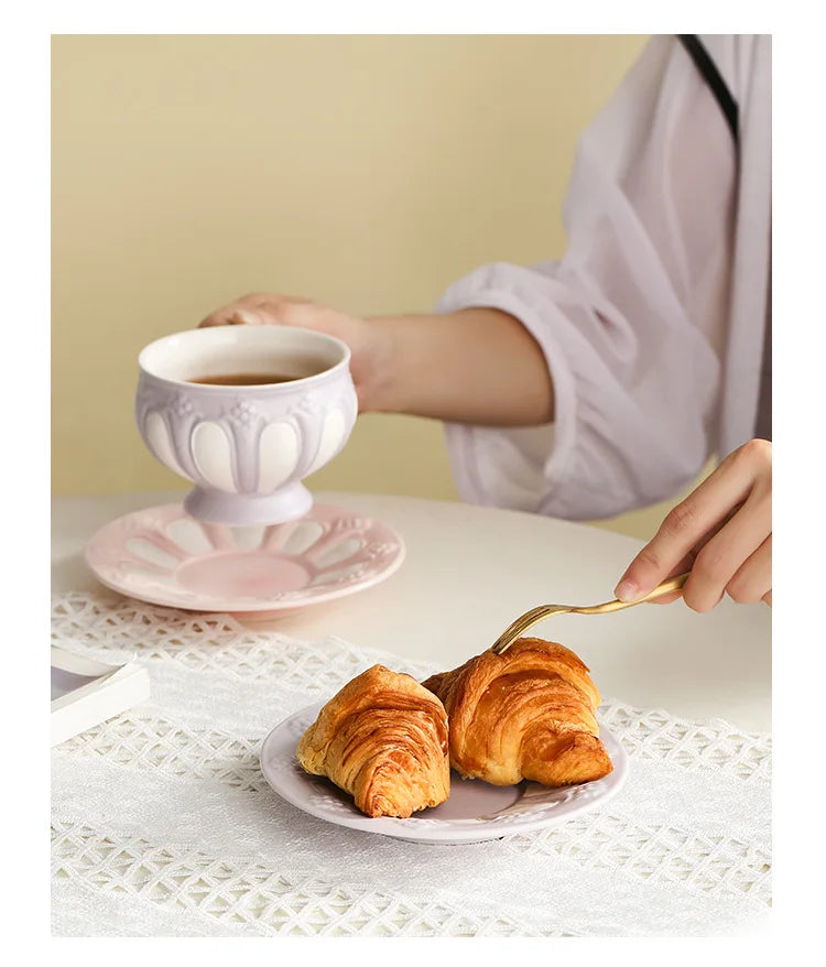 Floral Reliefs Keramiktasse – Porzellan Teeset 250-900ml