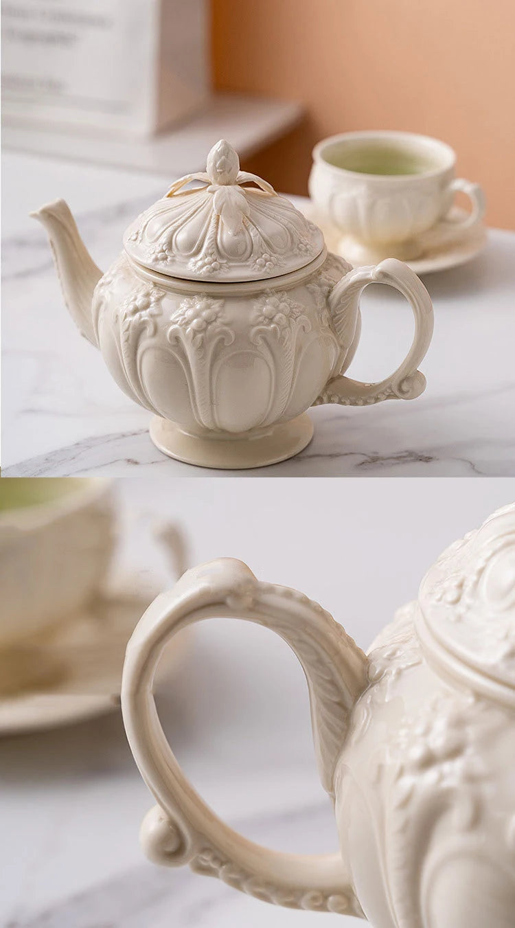 Floral Reliefs Keramiktasse – Porzellan Teeset 250-900ml