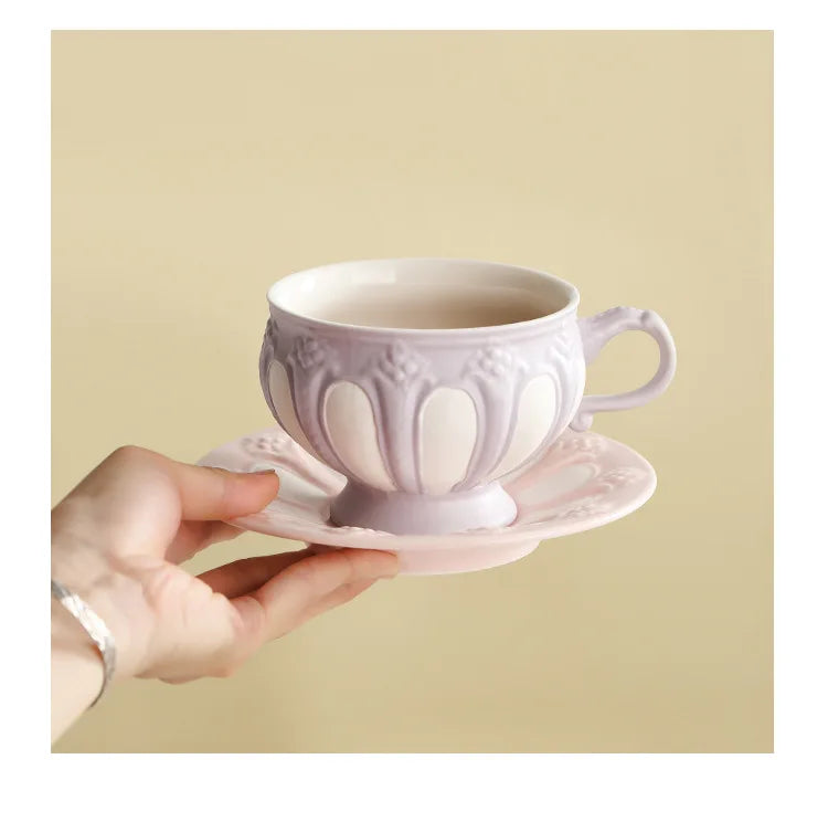 Floral Reliefs Keramiktasse – Porzellan Teeset 250-900ml