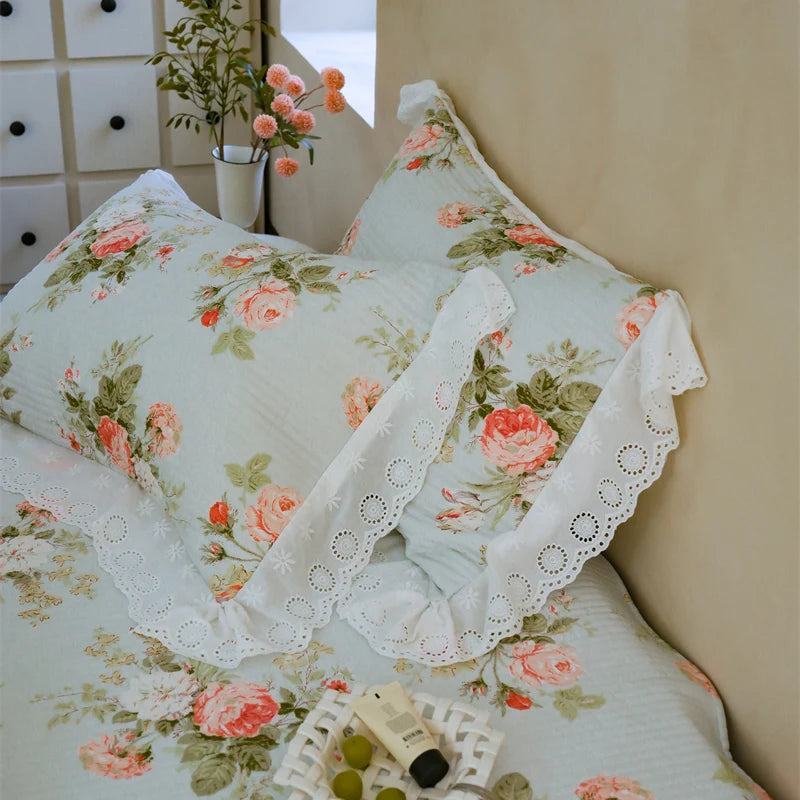 Florale Baumwoll-Bettwäsche – Französischer Landhausstil, King/Queen