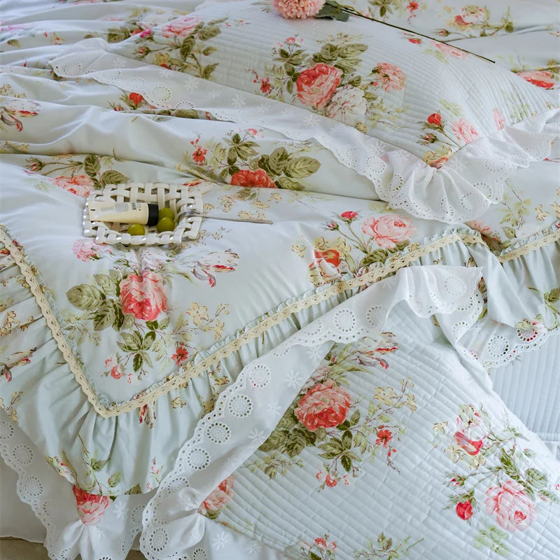 Florale Baumwoll-Bettwäsche – Französischer Landhausstil, King/Queen