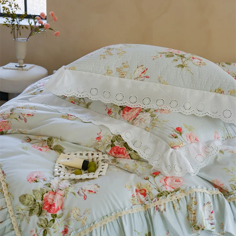 Florale Baumwoll-Bettwäsche – Französischer Landhausstil, King/Queen