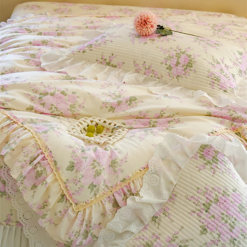 Florale Baumwoll-Bettwäsche – Französischer Landhausstil, King/Queen