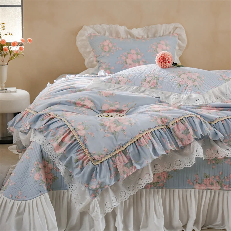 Florale Baumwoll-Bettwäsche – Französischer Landhausstil, King/Queen