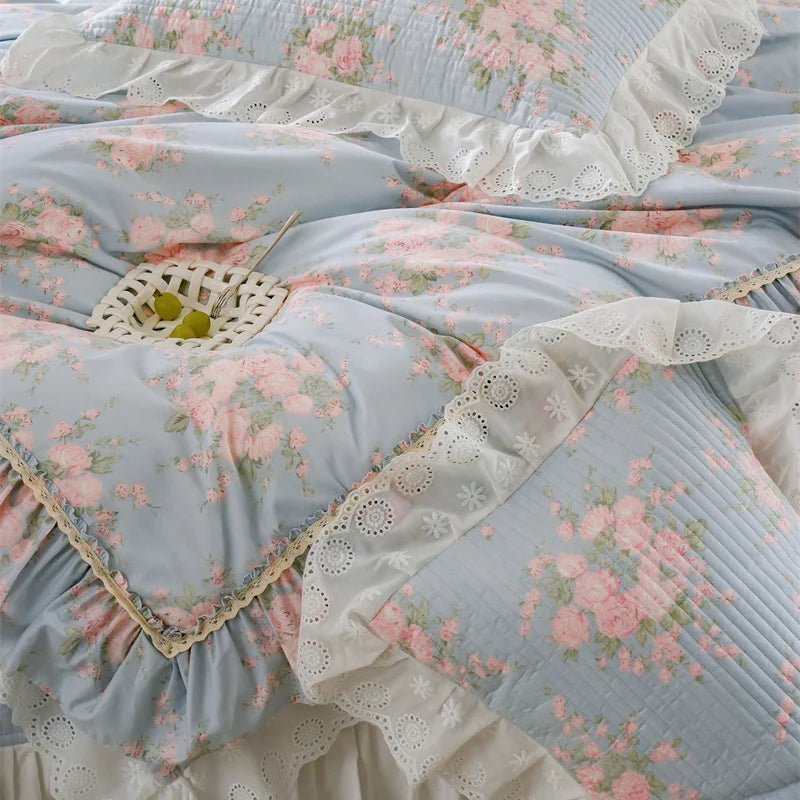 Florale Baumwoll-Bettwäsche – Französischer Landhausstil, King/Queen