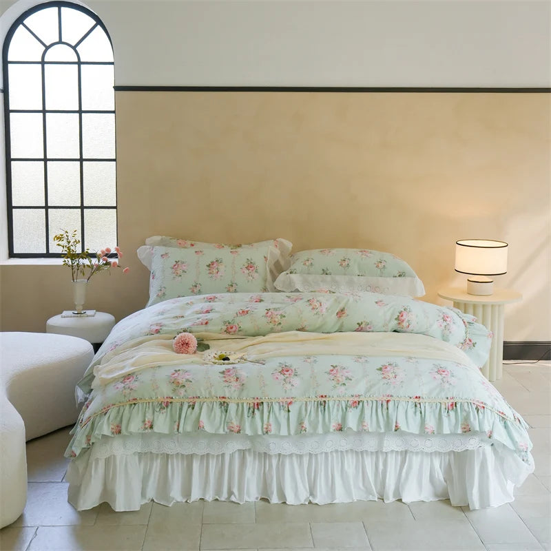 Florale Baumwoll-Bettwäsche – Französischer Landhausstil, King/Queen