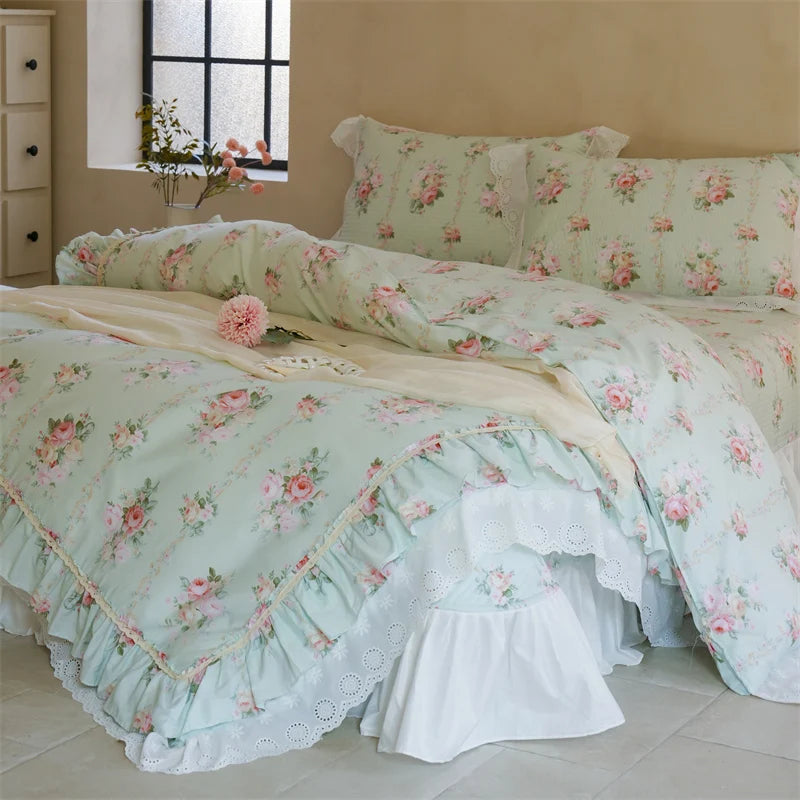 Florale Baumwoll-Bettwäsche – Französischer Landhausstil, King/Queen