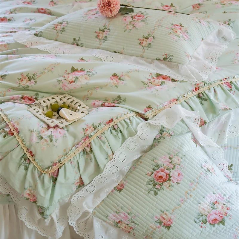 Florale Baumwoll-Bettwäsche – Französischer Landhausstil, King/Queen