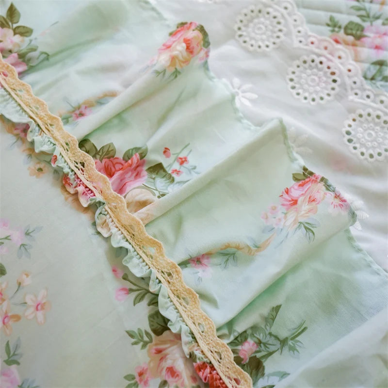 Florale Baumwoll-Bettwäsche – Französischer Landhausstil, King/Queen