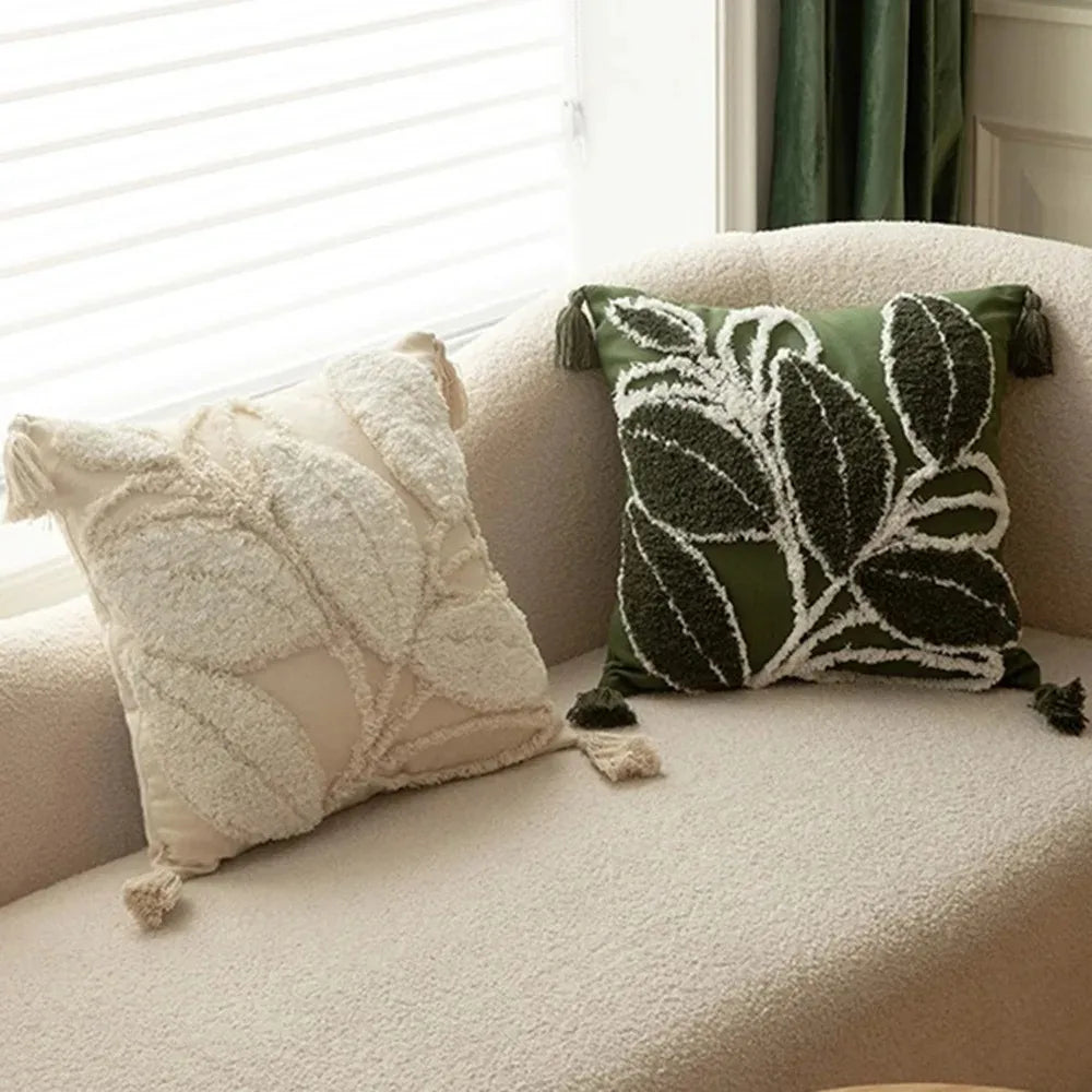 Florale Bestickte Kissenhülle – Jacquard – 45x45CM