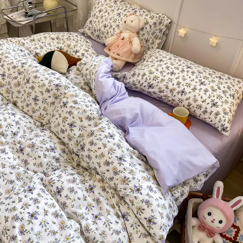 Florale Bettwäsche aus gebürsteter Mikrofaser, Farbe 13, Grösse Queen 200x230 cm