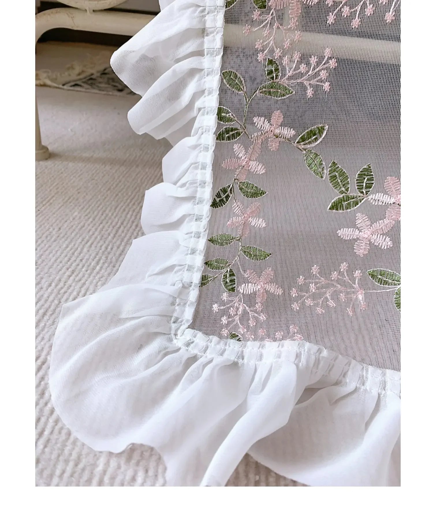 Florale Spitzenvorhänge – Pastoral Pink – Verschiedene Grössen